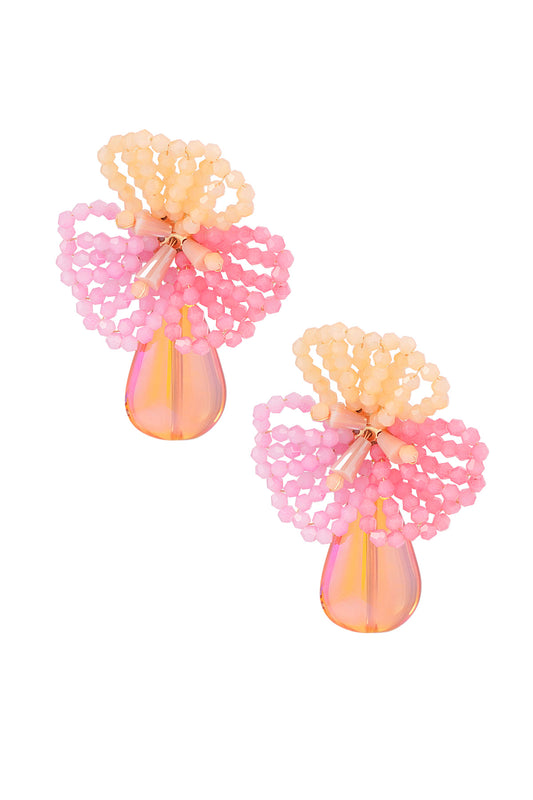 The Edit - Beaded Flower Earrings with Drop Pendant