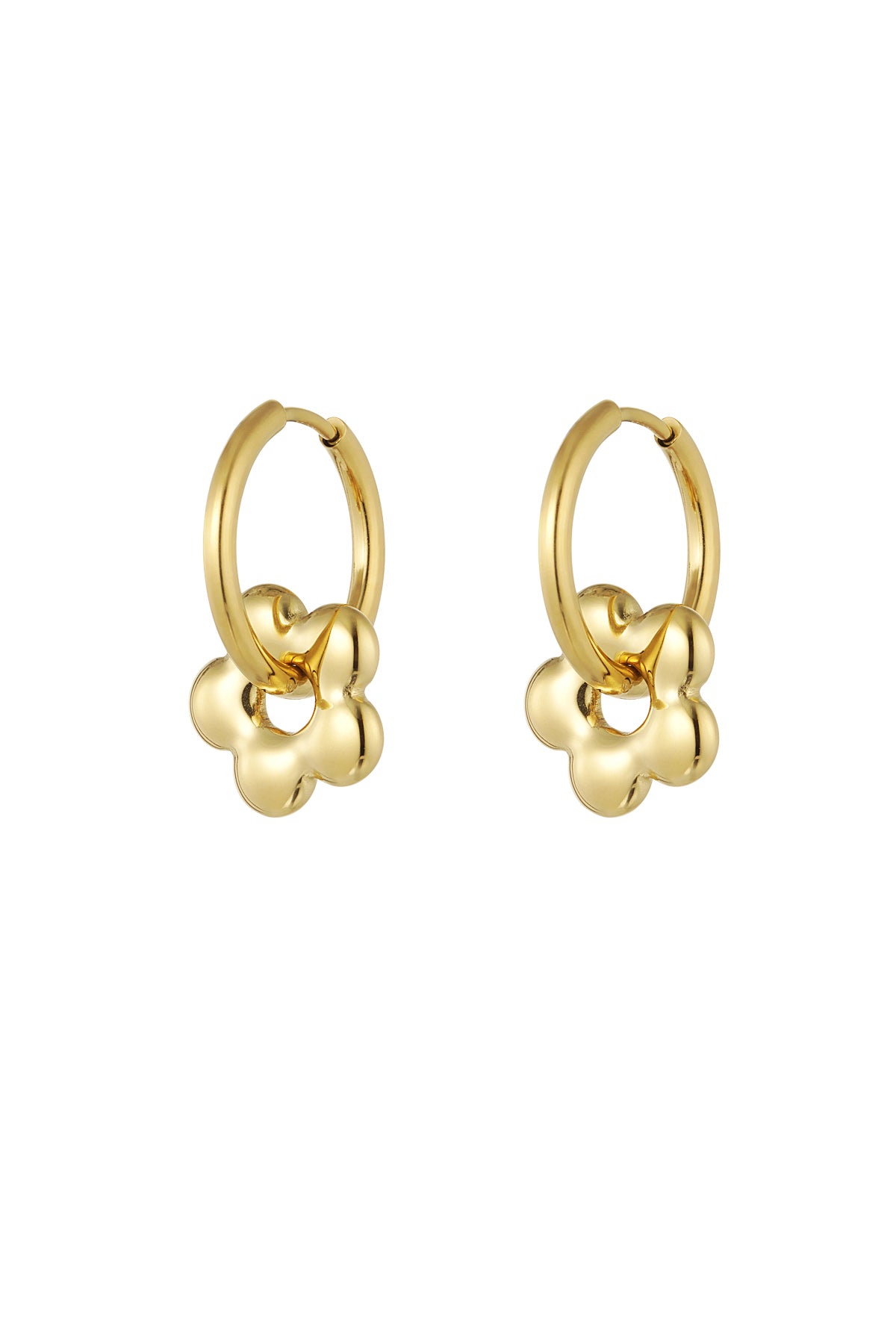 The Edit - Gold Flower Charm Hoop Earrings