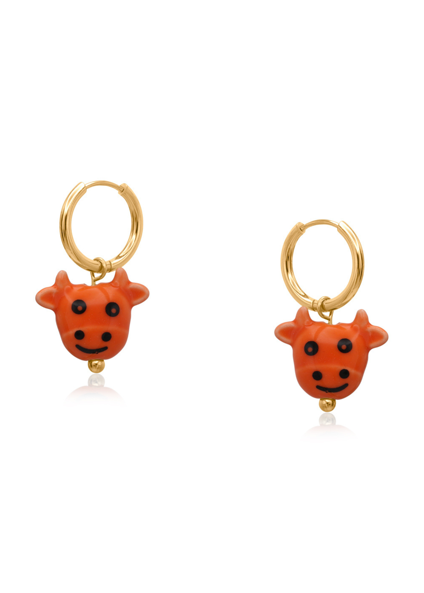 Big Metal London - Happy Cow Charm Earrings