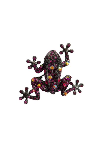The Edit - Pink Bejewelled Frog Brooch