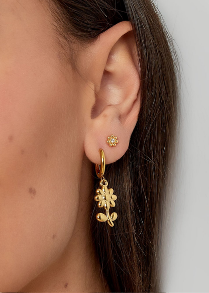 The Edit - Flower Charm Drop Earrings in Silver