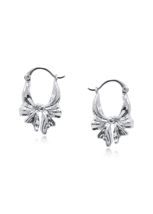 Big Metal London - Mini Bow Earrings in Silver