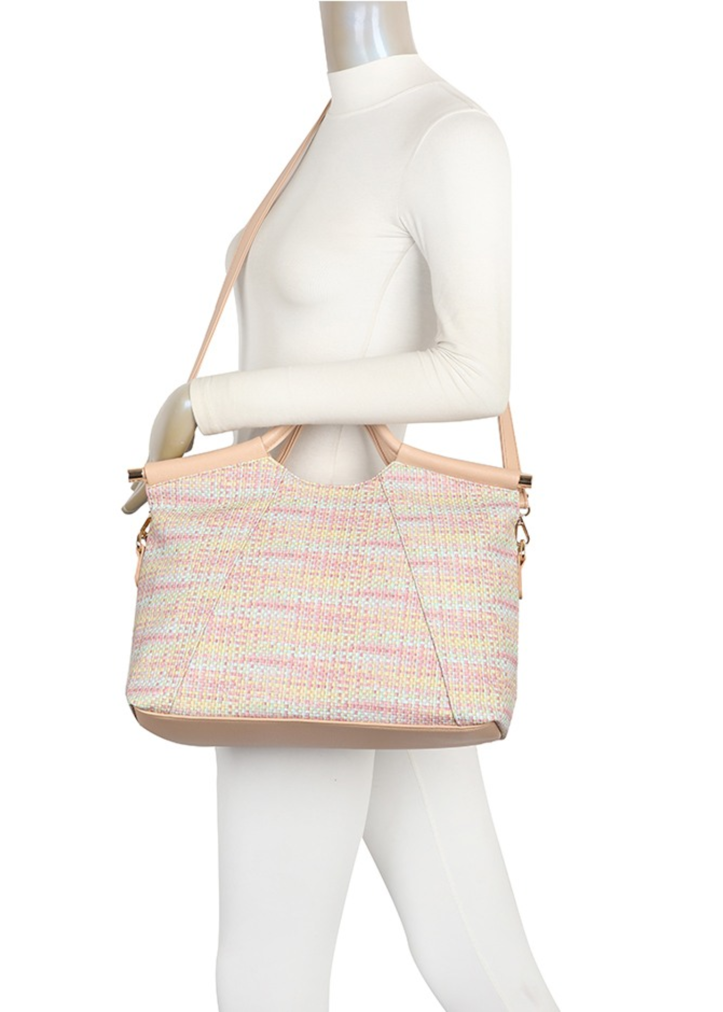 The Edit - Vintage-style Multicolour Pastel Woven Knitting-style Handbag