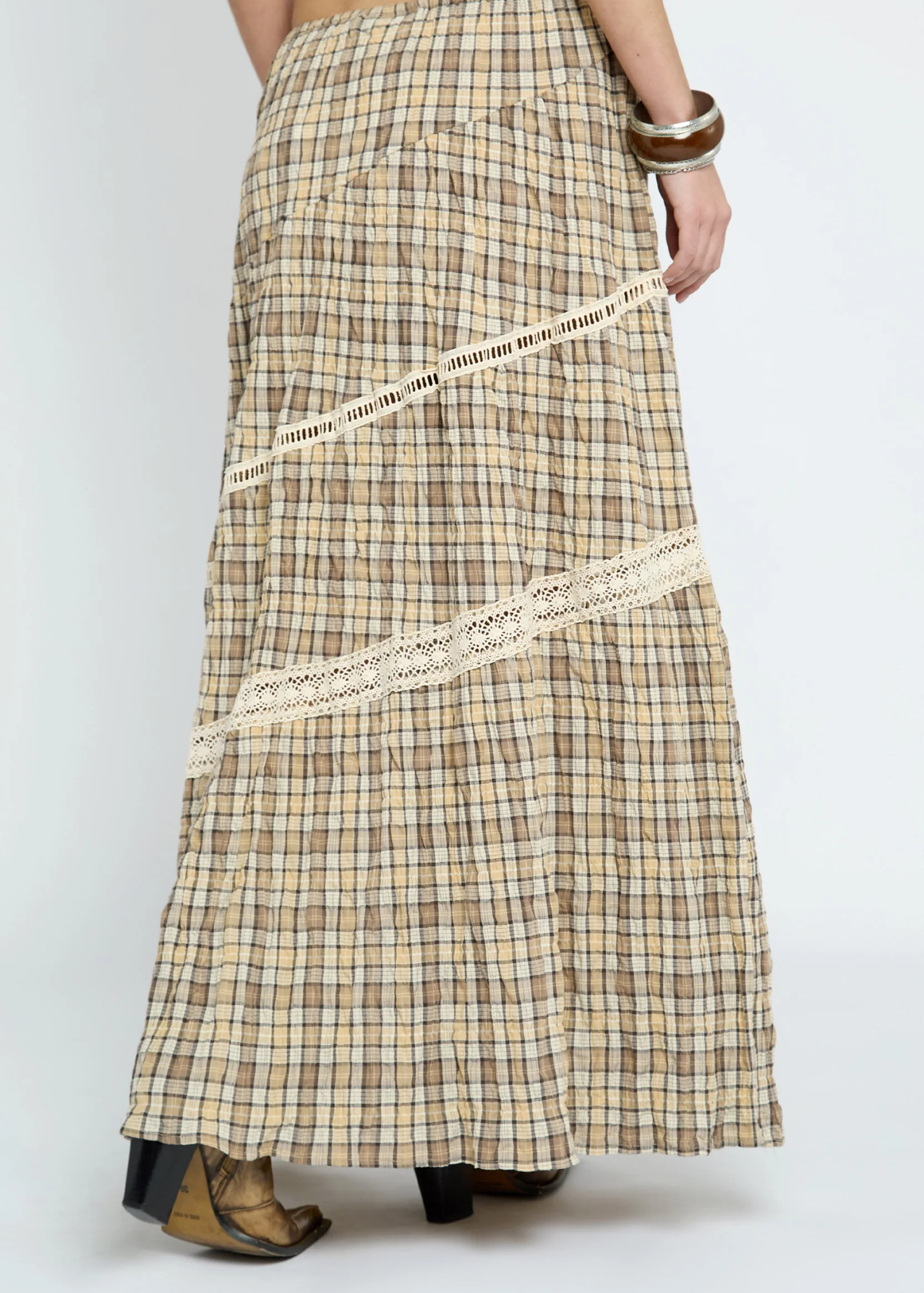 Daisy Street - Clove Check Maxi Skirt