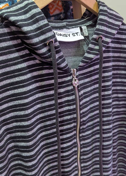 Daisy Street - Charcoal Grey Pinstripe Zip up Top