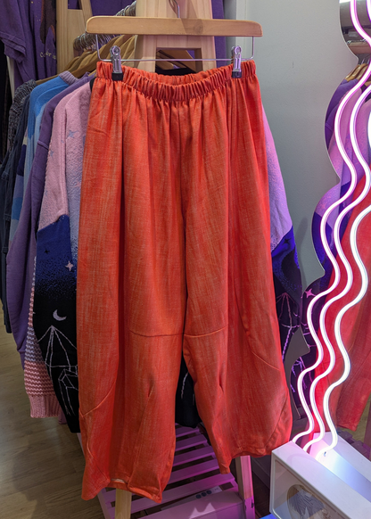 The Edit - Orange Denim Style Cropped Cocoon Joggers