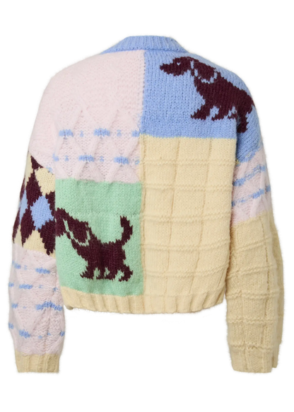 Pieces - Dog Pastel Colour Block Knit Cardigan
