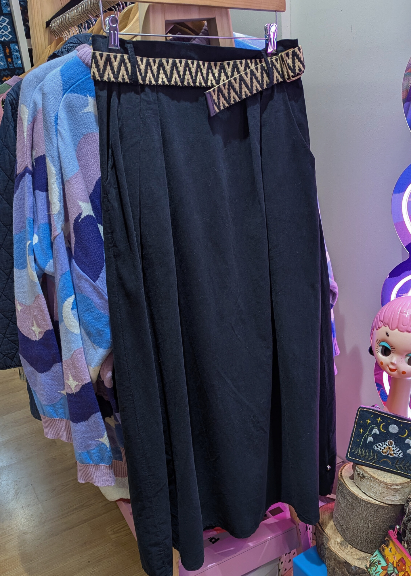 The Edit - Black Corduroy Midaxi Skirt