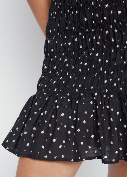 Daisy Street - Loetta Black Shirred Ditsy Floral Dress