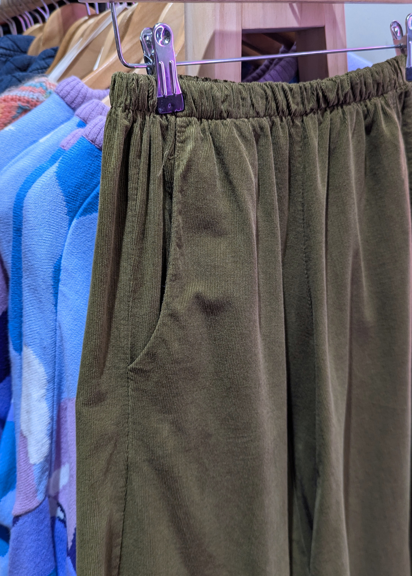 The Edit - Olive Green Needle Cord Cocoon Joggers