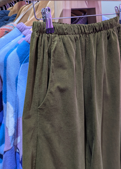 The Edit - Olive Green Needle Cord Cocoon Joggers