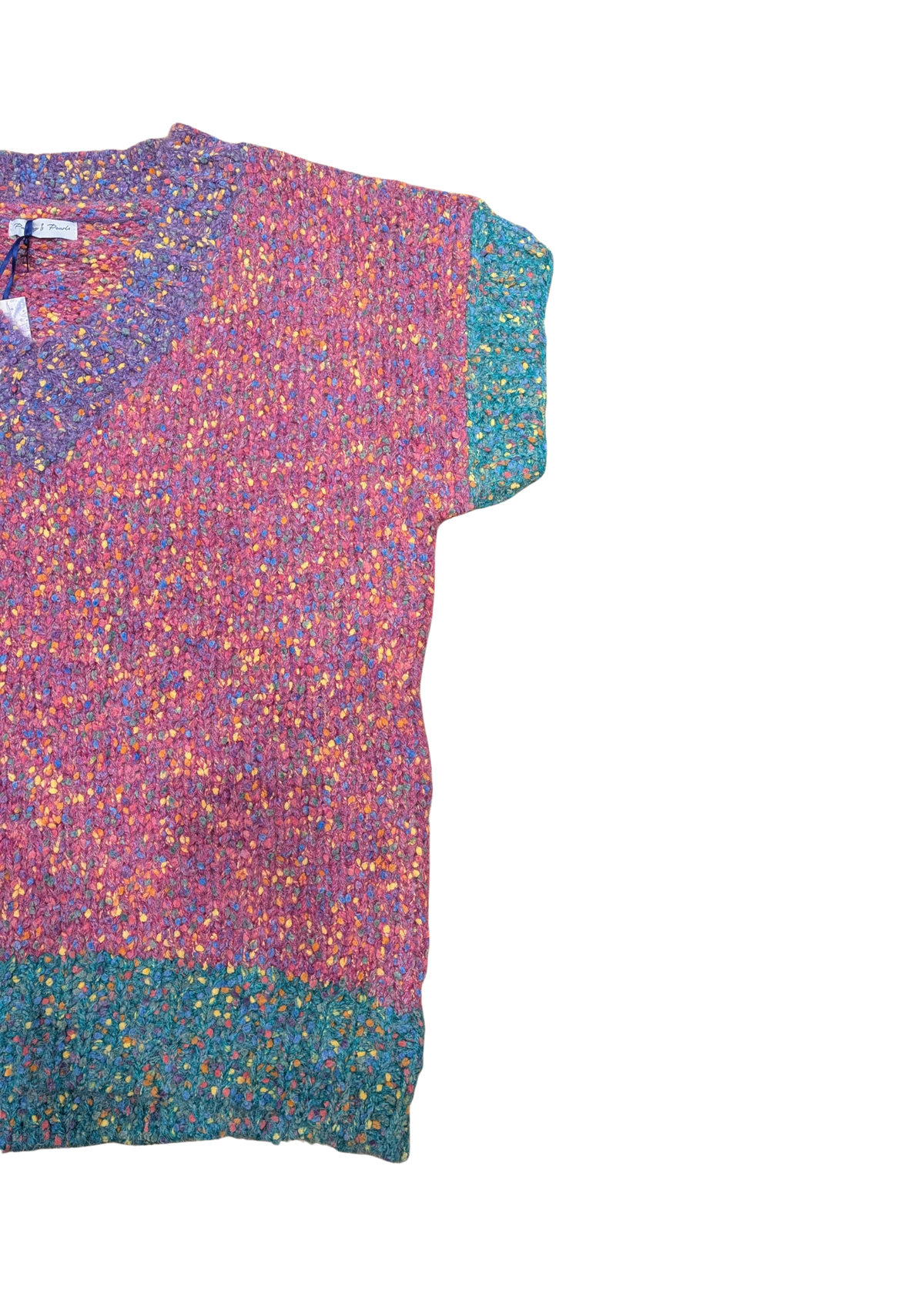 The Edit - Pink, Purple & Green Multicolour Fleck Knit Top