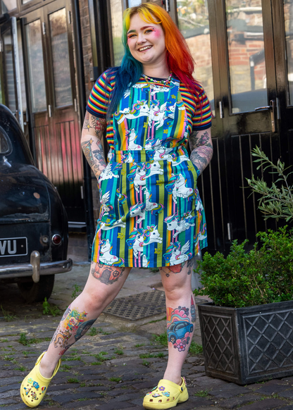 Run & Fly - Unicorn Stripes Stretch Twill Pinafore Dress