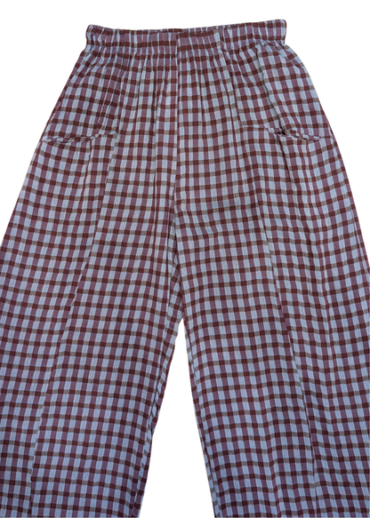 The Edit - Berry & Lilac Checked Gingham Cocoon Trousers