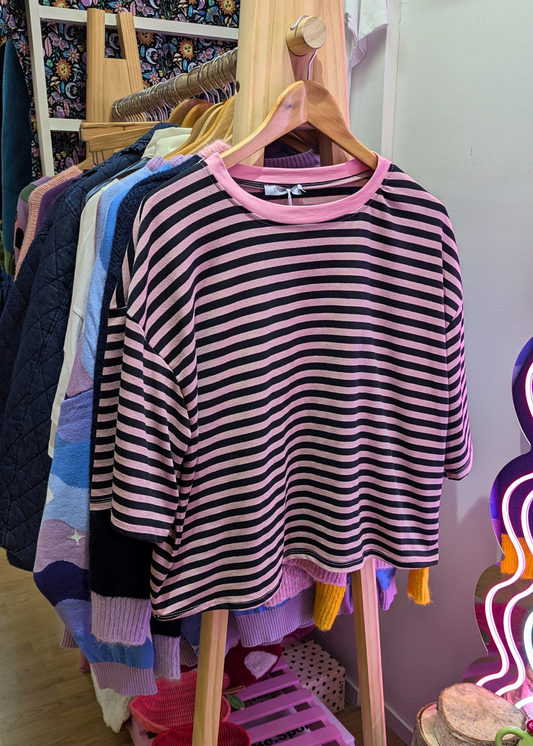 The Edit - Pink and Black Stripe Tee