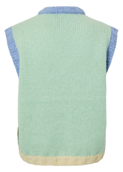 Pieces - Dog Pastel Colour Block Knit Vest