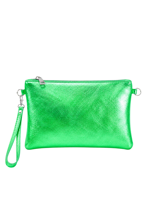The Edit - Metallic Green Leather Shoulder Bag