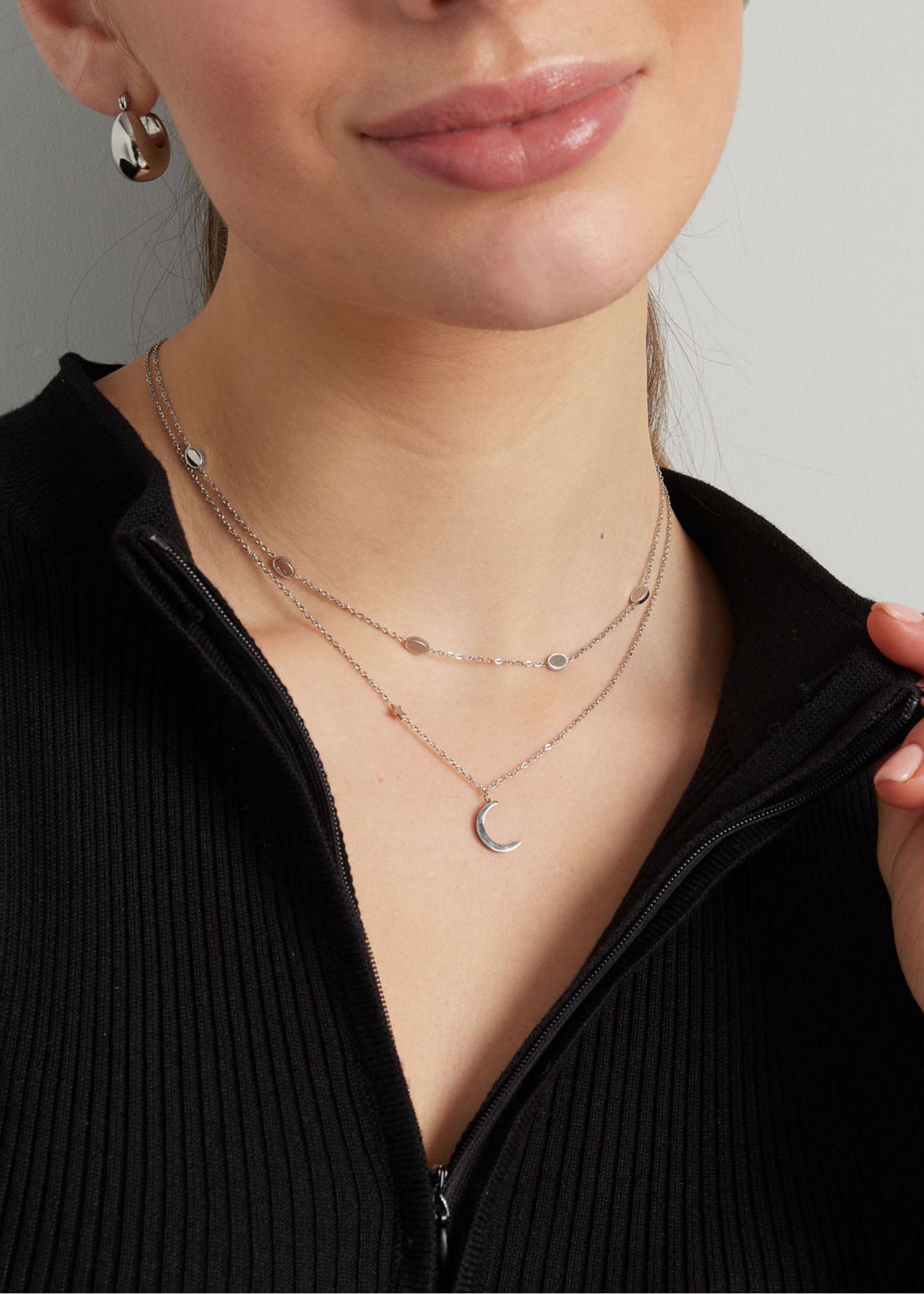 The Edit - Moon & Star Necklace in Silver