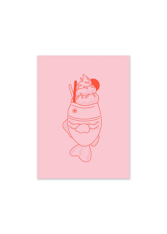 Ohh Deer - Taiyaki Fish Ice Cream Riso Print