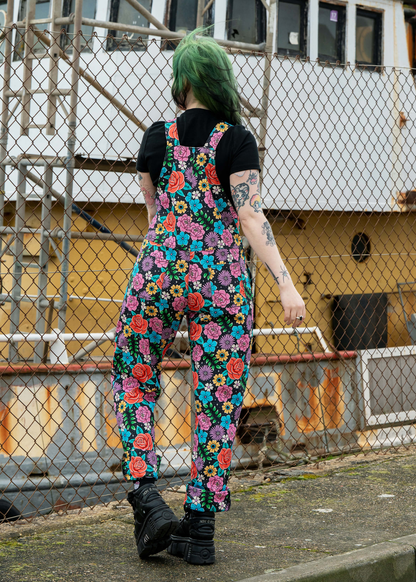 Rebel Romance - Tattoo Floral Stretch Dungarees