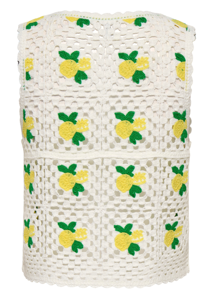 Only - Lemons Crochet Detail Knit Vest