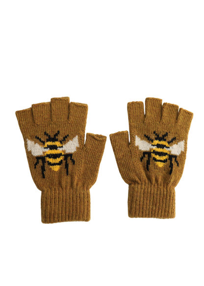 The Edit - Bee Mustard Fingerless Gloves