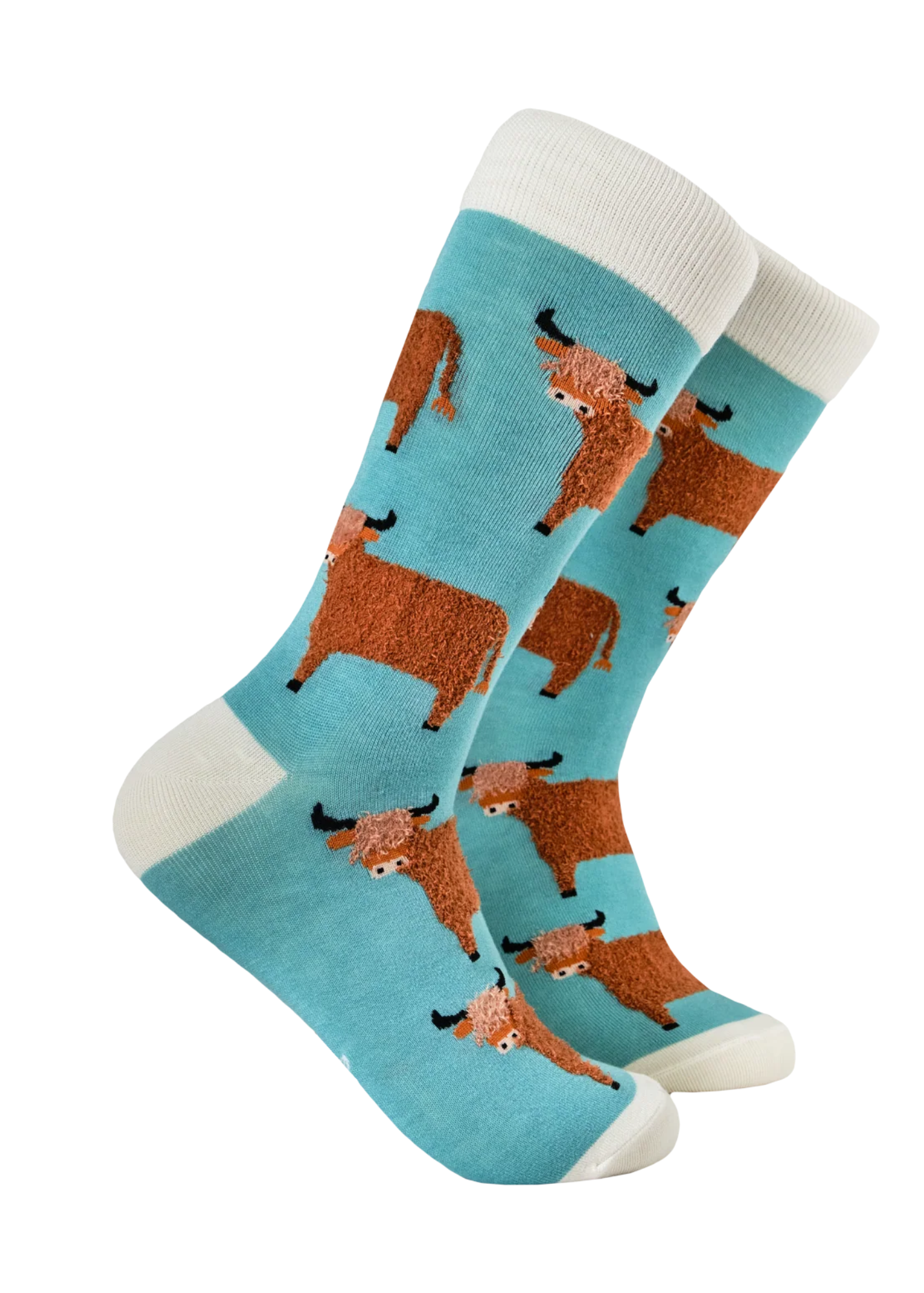 Socktopus - Turquoise Fluffy Highland Cow Socks