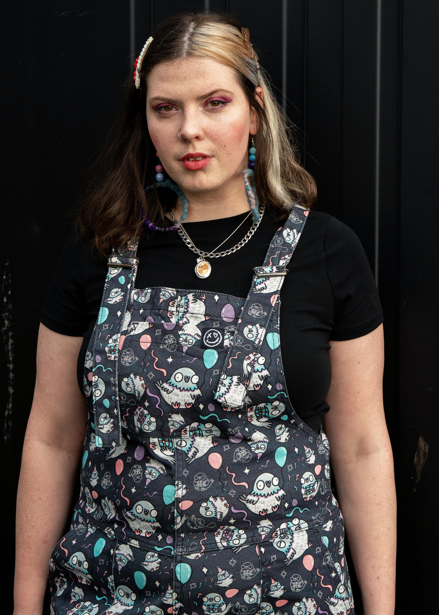 Rebel Romance x Katie Abey - Pigeon Party Stretch Dungarees
