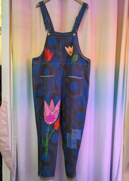 The Edit - Painted Flower Dungarees