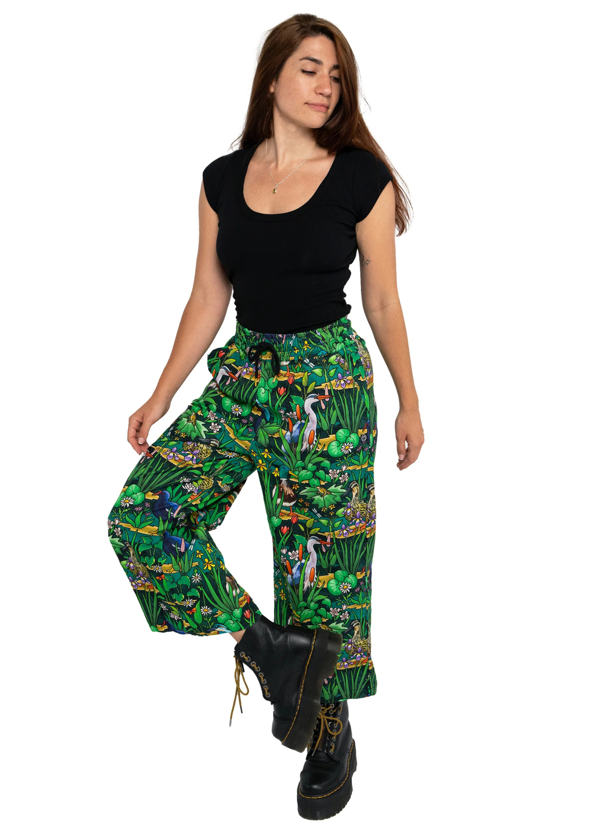 Rebel Romance - Pond Birds Wide Leg Cropped Trousers