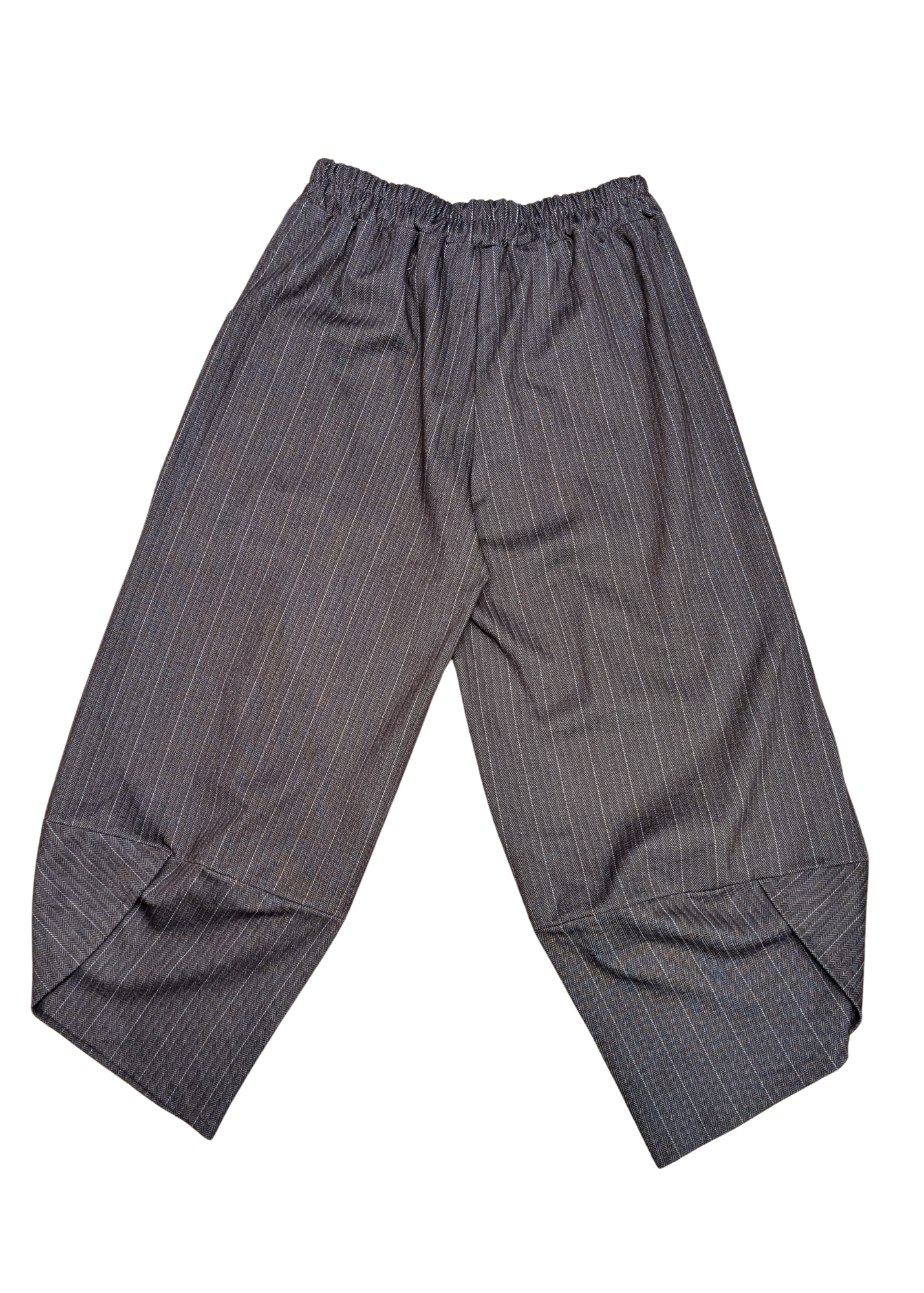 The Edit - Cropped Brown Pinstripe Cocoon Trousers