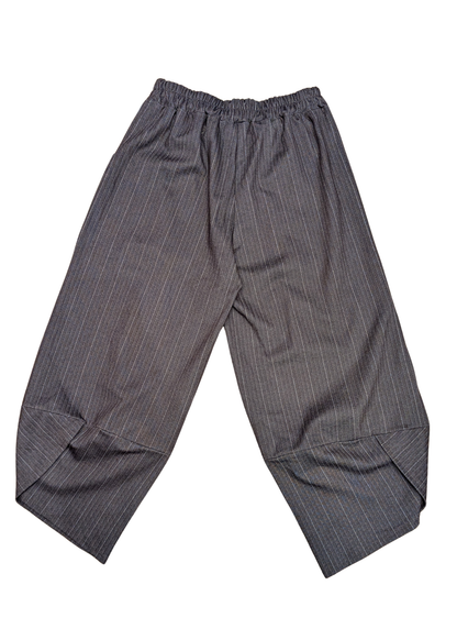 The Edit - Cropped Brown Pinstripe Cocoon Trousers