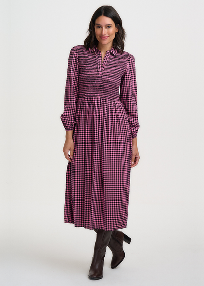 Sugarhill Brighton - Diana Shirred Rose Gingham Midi Dress
