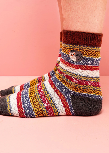 House of Disaster - Secret Garden Hedgehog Fair Isle Socks