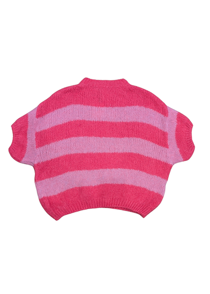 The Edit - Neon Pink Striped Soft Knit Top