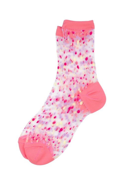 Joe Cool - Pink Speckle Sheer Mesh Socks
