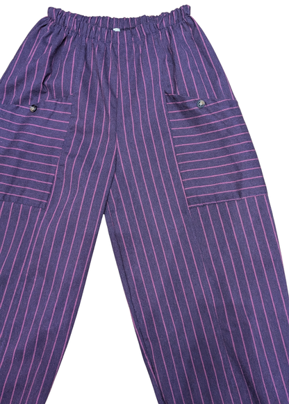 The Edit - Purple & Pink Pinstripe Barrel Cocoon Trousers