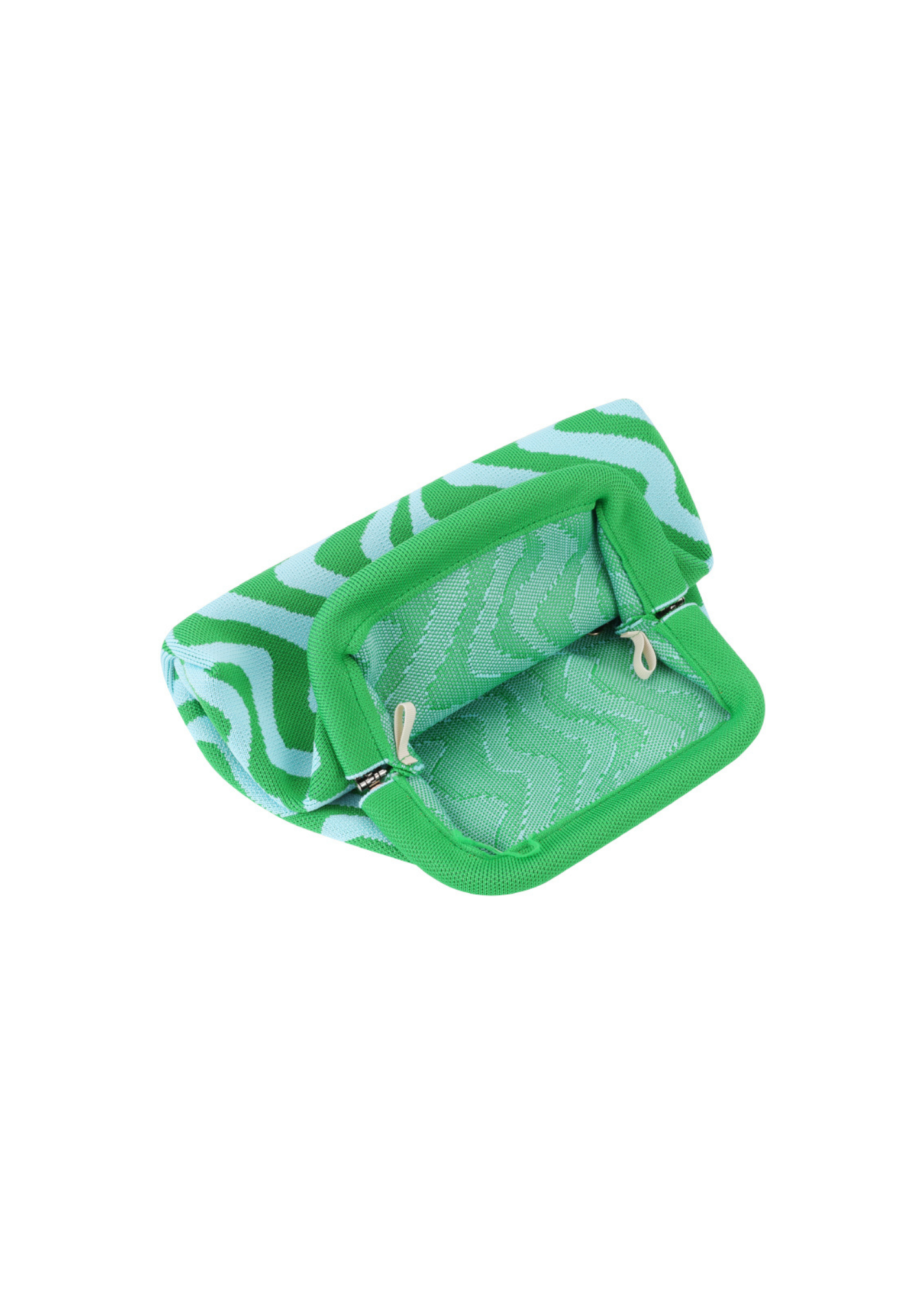 The Edit - Wavy Graphic Clutch Bag in Green and Blue