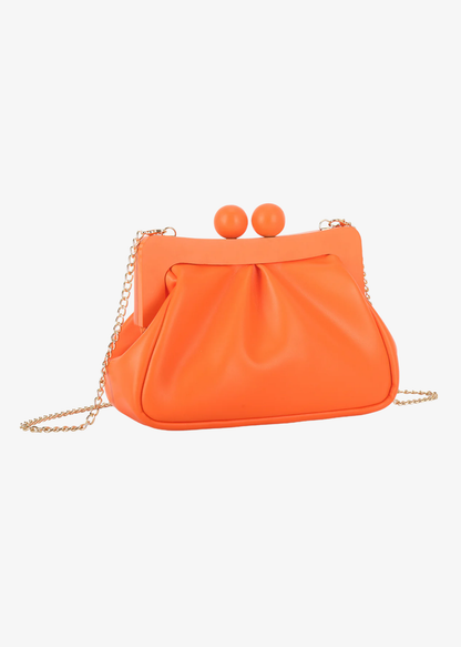 The Edit - Orange Retro Clasp Top Bag