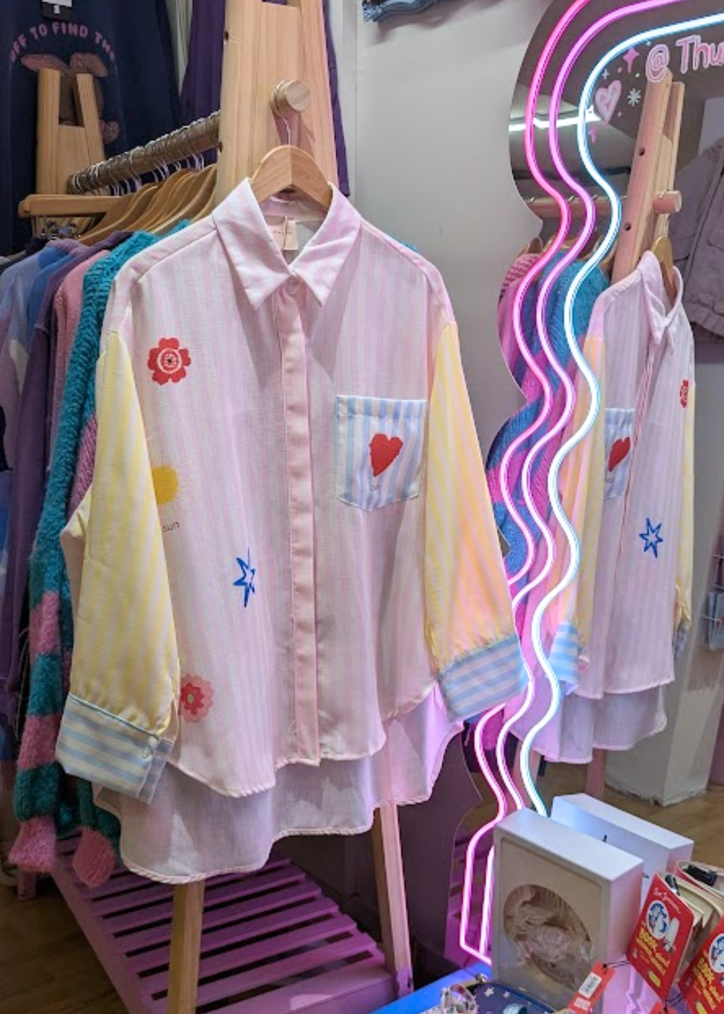 The Edit - Faux Embroidered Pastel Stripe Shirt