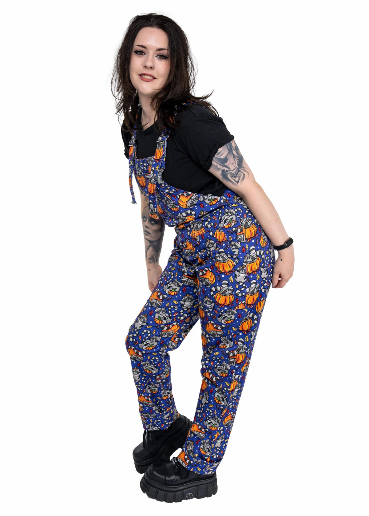Run & Fly - Pumpkin Racoon Stretch Twill Dungarees