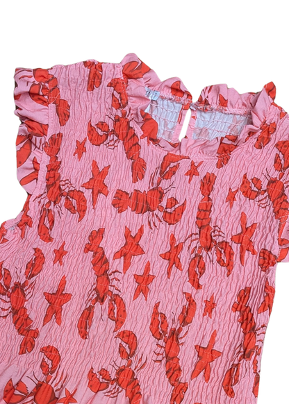 The Edit - Lobster Print Shirred Top