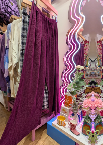 The Edit - Burgundy Crinkle Trousers