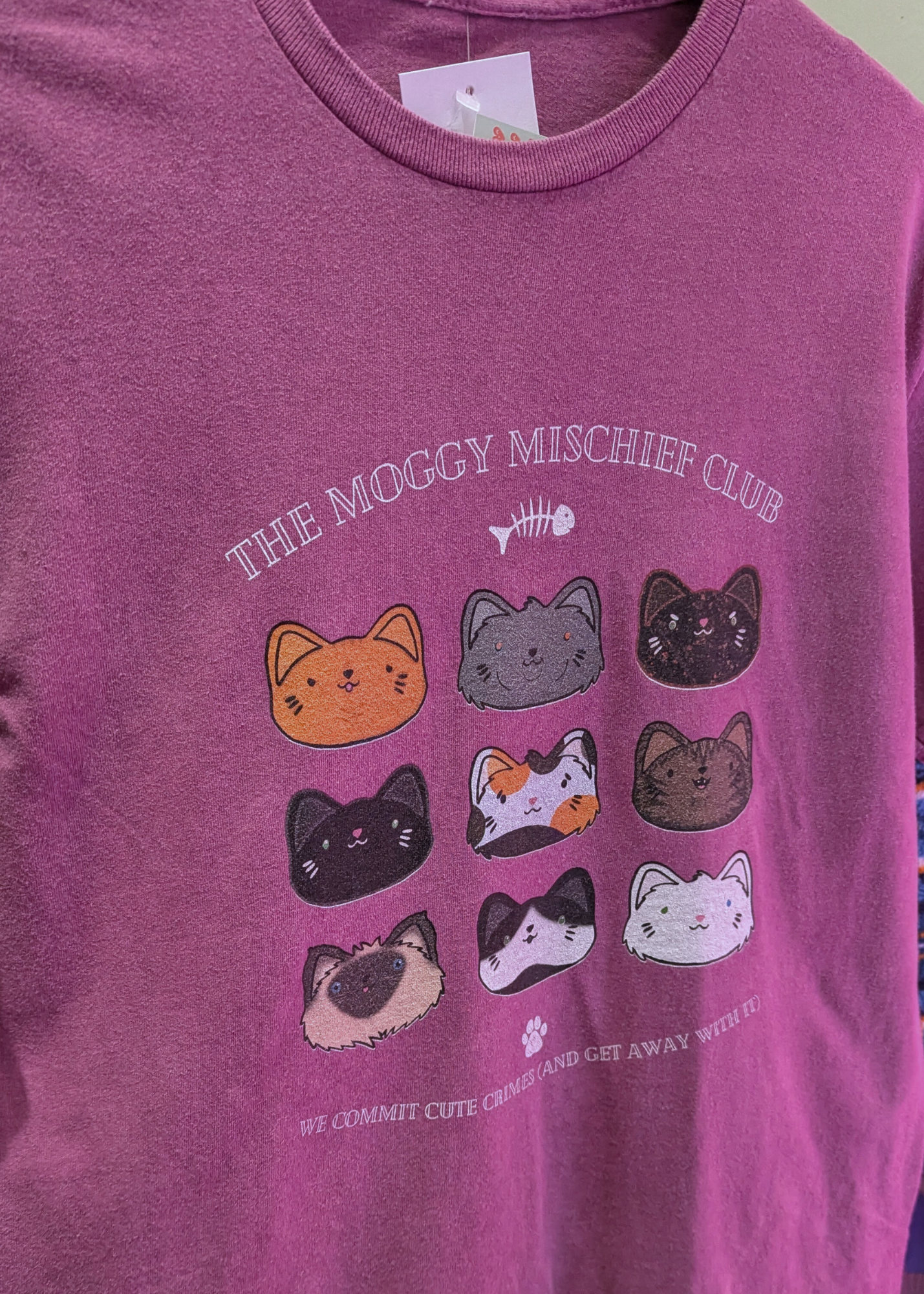Home of Rainbows - Moggy Mischief Club Tee in Raspberry