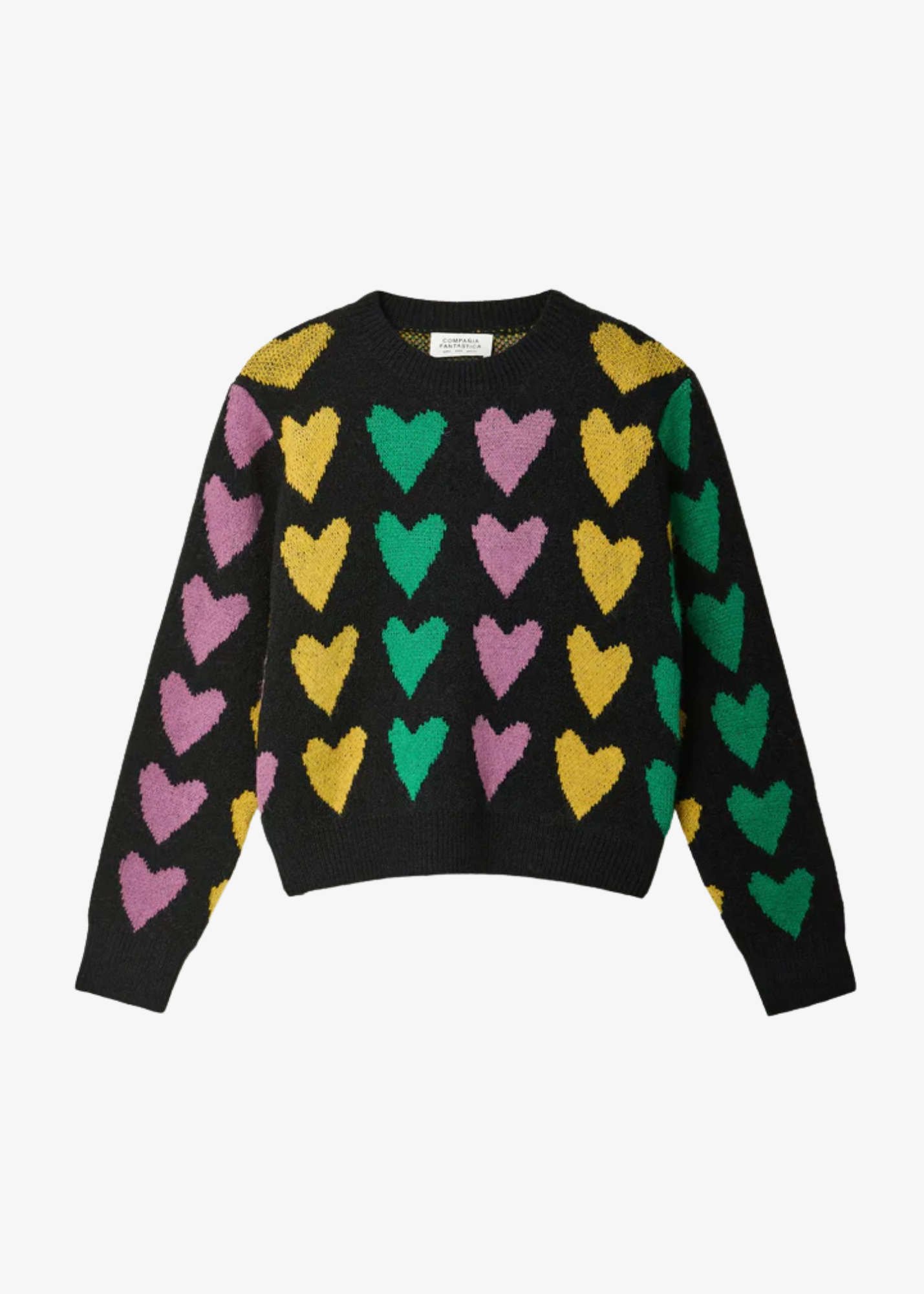 Compañia Fantastica - Black & Pastel Heart Knit Jumper