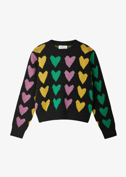 Compañia Fantastica - Black & Pastel Heart Knit Jumper