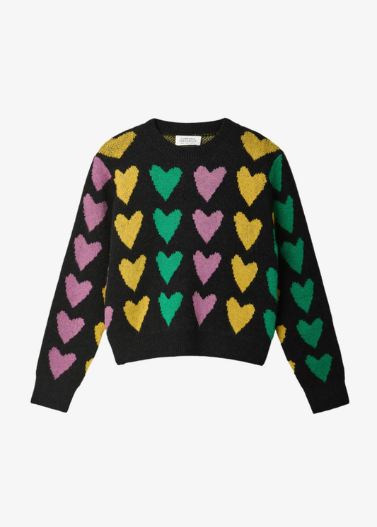 Compañia Fantastica - Black & Pastel Heart Knit Jumper
