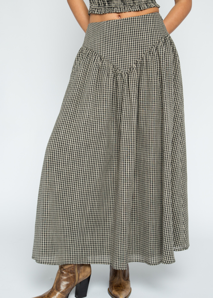Daisy Street - Starling Black Check Maxi Skirt