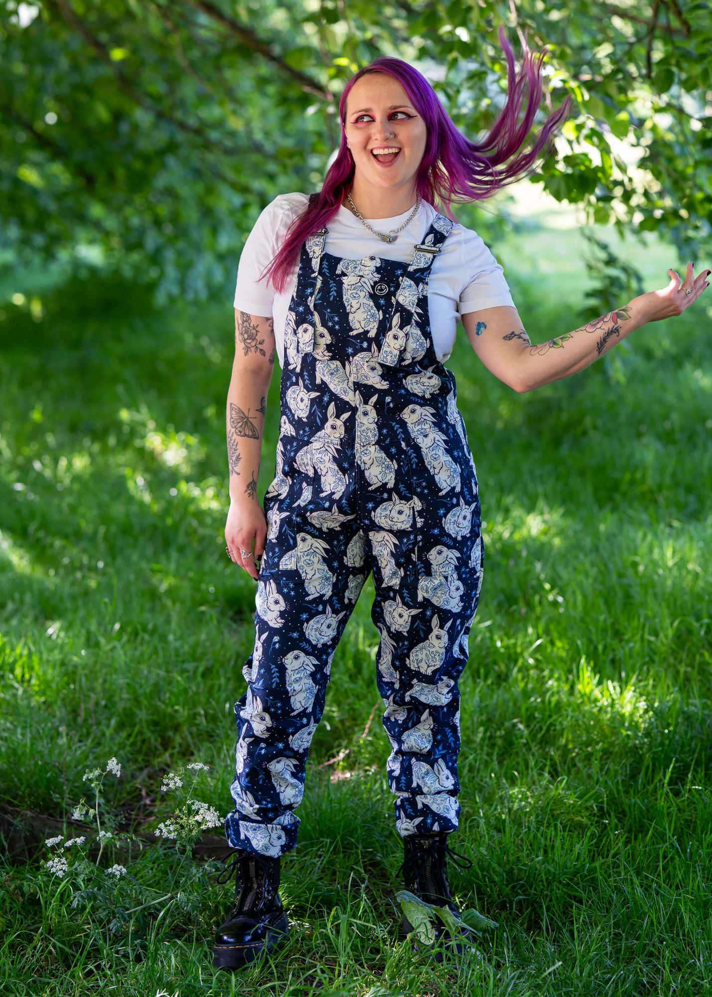 Rebel Romance x Abi Perry - Bunnies Stretch Dungarees