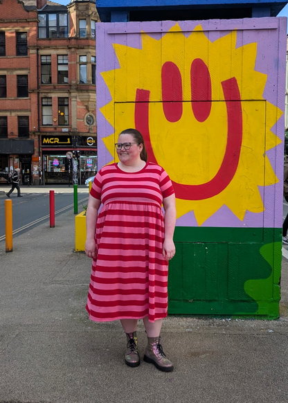 The Edit - Pink & Red Sugar Stripes Smock Dress